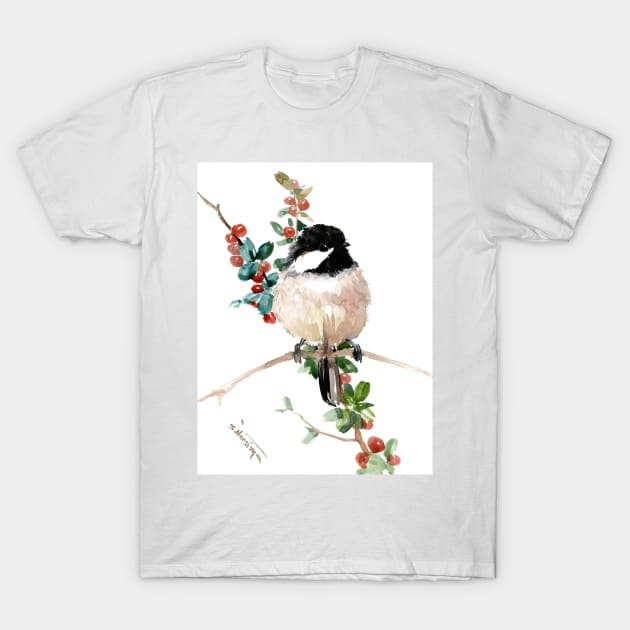 chickadee and berries T-Shirt by surenart